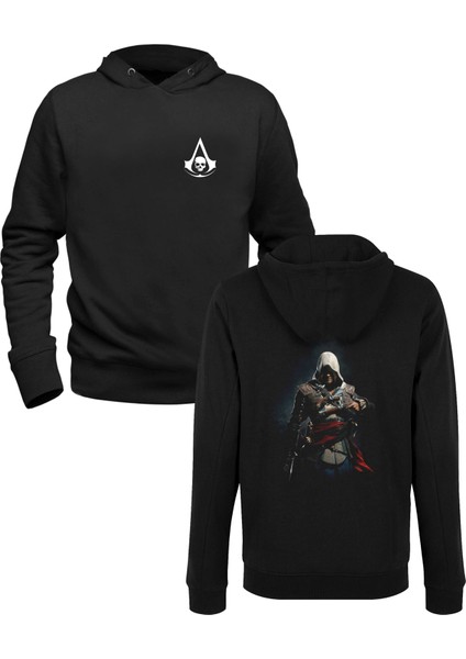 Assians Creed Siyah Ön Arka Baskılı Çocuk Sweatshirt