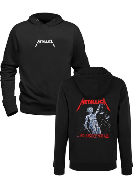 Metallica Baskılı Siyah Ön Arka Baskılı Çocuk Sweatshirt