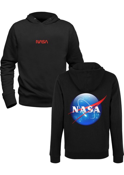 Nasa-Space Baskılı Siyah Ön Arka Baskılı Çocuk Sweatshirt