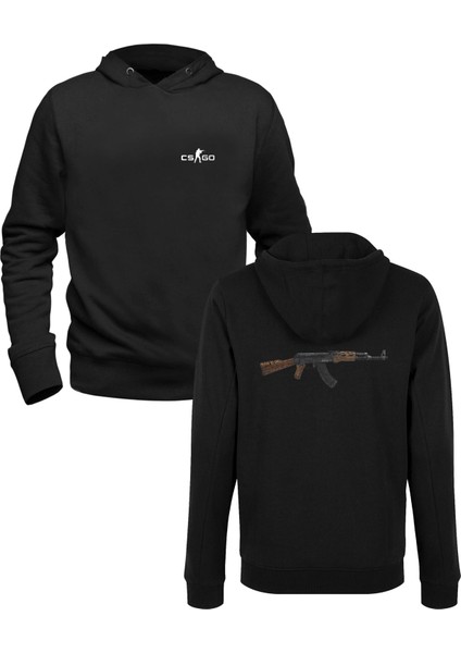 Cs-Go Baskılı Siyah Ön Arka Baskılı Çocuk Sweatshirt