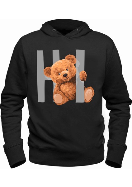 Hi Tedy Bear Siyah Çocuk Sweatshirt