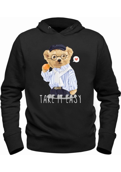 Take It Easy Tedy Bear Siyah Çocuk Sweatshirt