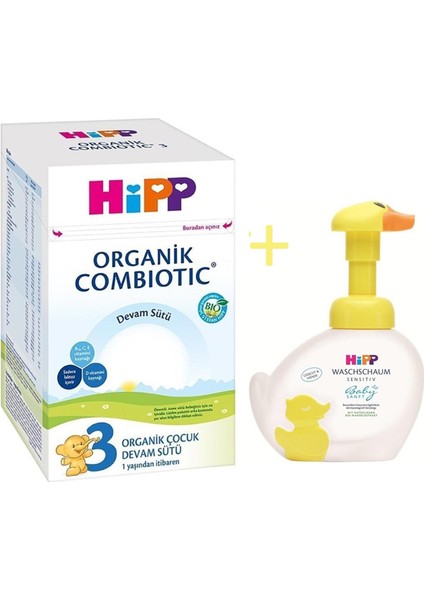 3 Organik Combiotic Devam Sütü 800 Gr+Hipp Organik El Yıkama Köpüğü 250 ml