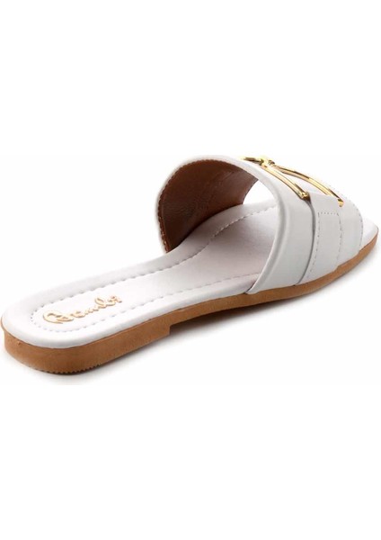 Kadın Terlik Yüksek Topuklu Beyaz Renk Konforlu Kullanım İçin Tasarlandı fırsatları