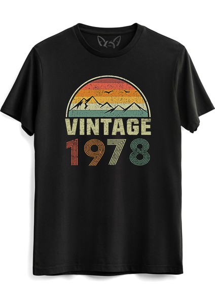 Vintage 1978 Eskitme Siyah Tshirt