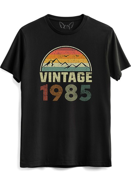 Vintage 1985 Eskitme Siyah Tshirt