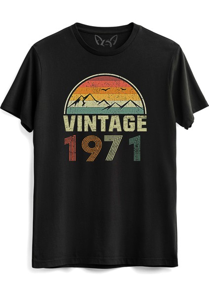 Vintage 1971 Eskitme Siyah Tshirt