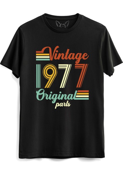 Vintage 1977 Original Parts Siyah Tshirt
