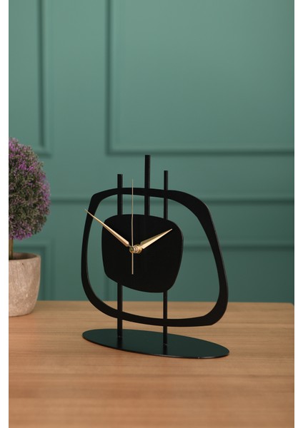 Pietra Metal Siyah Masa Üstü Saati 21X23Cm Mms-M