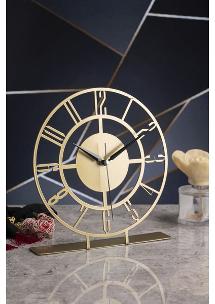 Bunnela Metal Gold/Eskitme Masa Üstü Saati 25X23Cm Mms-M