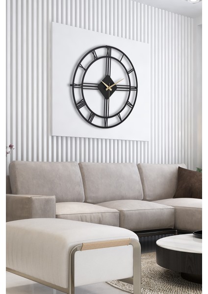 Muyika Roma Elegante Metal Siyah Sessiz Mekanizma Duvar Saati 41X41Cm Mds-41
