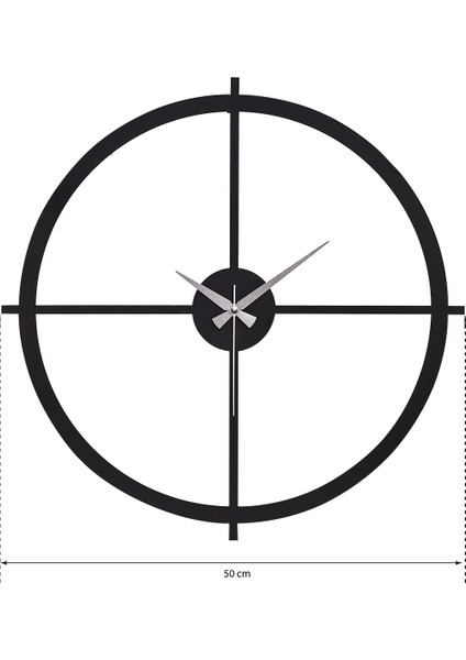 Nuvola Metal Siyah Duvar Saati 50X50Cm Mds-50