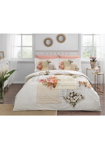 Love Melody Krem Çift Kişilik Nevresim Takımı