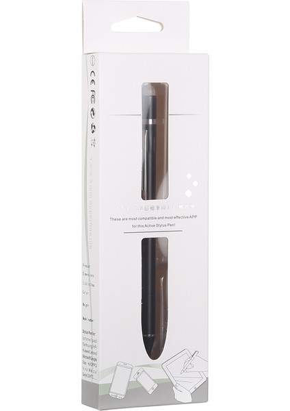 1.5-2.3mm Şarj Edilebilir Kapasitif Dokunmatik Ekran Aktif Stylus Kalem Siyah (Yurt Dışından)