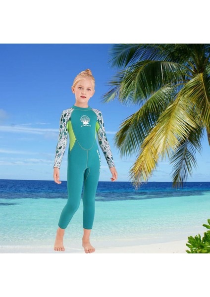 Kızlar Wetsuit Sörf Tek Parça Mayo Uv Koruma Uzun Kollu Takım Green S (Yurt Dışından)