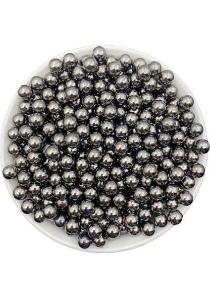 Deliksiz Inci Boncuk, Deliksiz 8mm Metalize Füme / Antrasit Çakma Incisi (50GR,~170 Adet)