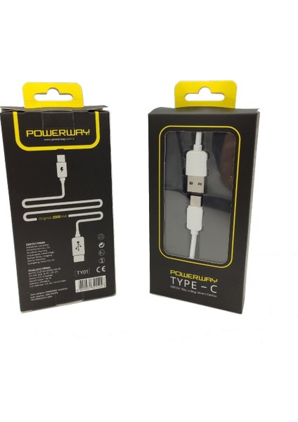 Type-C 2A USB Şarj ve Data Kablosu Powerway TY01