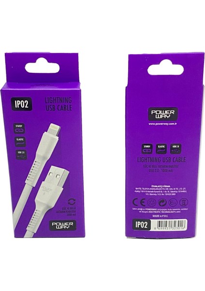 Apple iPhone Uyumlu USB Kablosu (1 Metre) IP02 Powerway