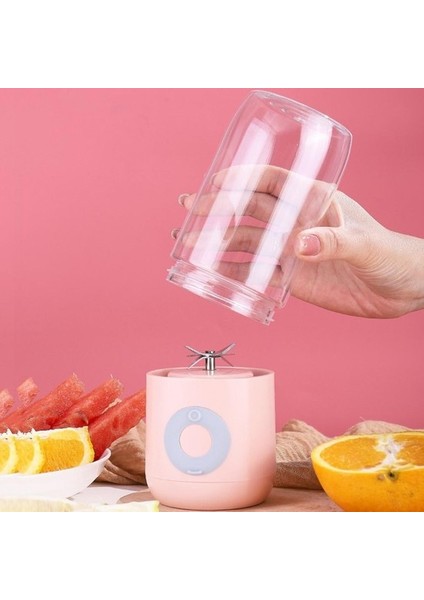 500 ml Mini Elektrikli Blender Sıkacağı Kupası USB Şarj Edilebilir Gıda Işlemci Meyve Suyu Makinesi Mikser Kupası Smoothie Maker Protein R Şişe El Blender - Pembe (Yurt Dışından)