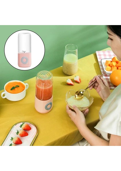 500 ml Mini Elektrikli Blender Sıkacağı Kupası USB Şarj Edilebilir Gıda Işlemci Meyve Suyu Makinesi Mikser Kupası Smoothie Maker Protein R Şişe El Blender - Pembe (Yurt Dışından)