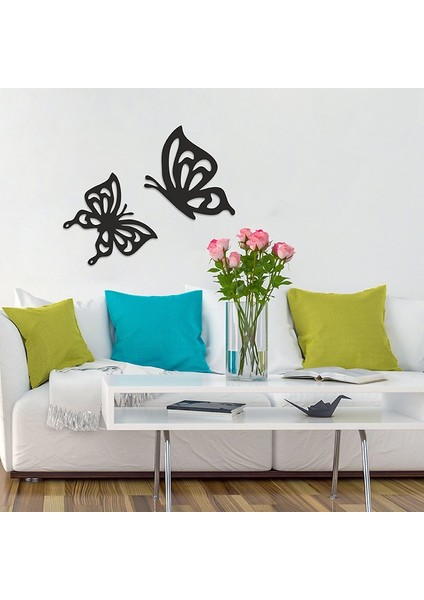 Ahşap Kelebek Ikili Set Dekor 53X63 cm