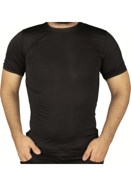 Unisex Siyah Spor Koşu Termal Basic T-Shirt