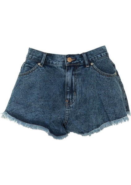 Onlchıara Wave Raw Bayan Kot Shorts Mavi