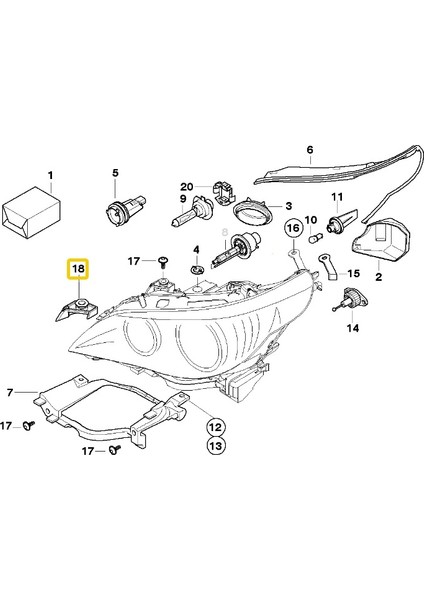 Bmw E60 E60 Lci E61 ve E61 Uyumlu Lci Ön Sağ Far Tamir Seti 63126941478 fiyatları