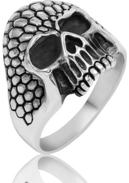 Gümüş Kuru Kafa Erkek Yüzük