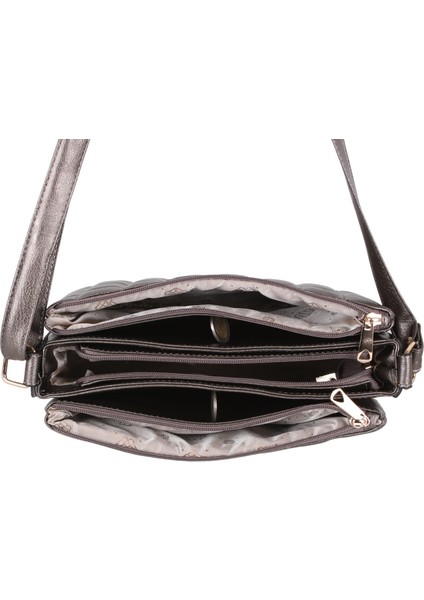 1073 Kurşun Bayan Çapraz 3 Gözlü Omuz Çantası indirimleri