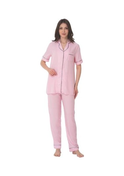 8069 Kısa Kol Önden Düğmeli Kadın Pijama Takım