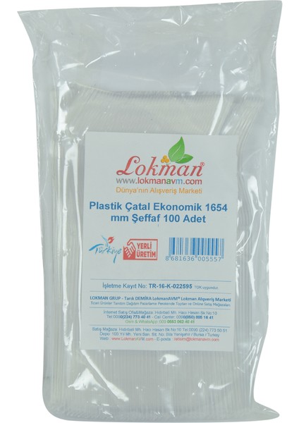 Lokmanavm Plastik Çatal Ekonomik 1654 mm Şeffaf 100'lü