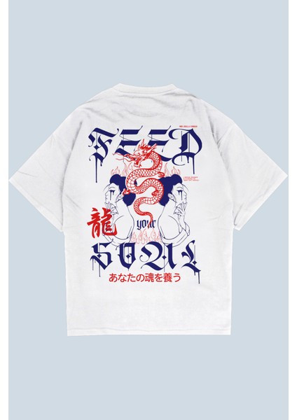 Feed Soul Beyaz Oversize  T-Shirt