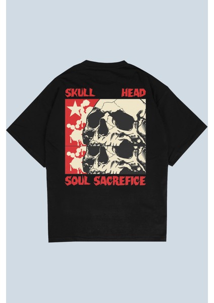 Skull Head Siyah Oversize T-Shirt