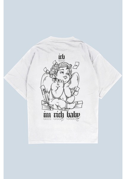 I Am Rich Baby Beyaz Oversize T-Shirt