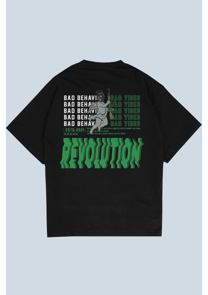Revolution Siyah Oversize T-Shirt