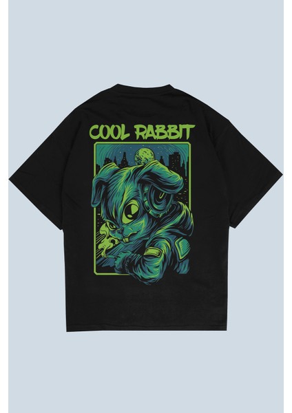 Cool Rabbit Siyah Oversize T-Shirt