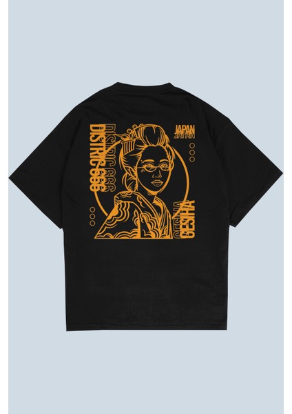 Japan Geisha V2 Siyah Oversize T-Shirt