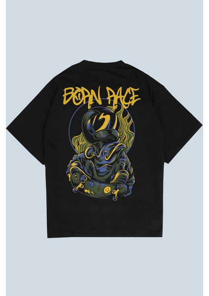 Born Race Siyah Oversize T-Shirt