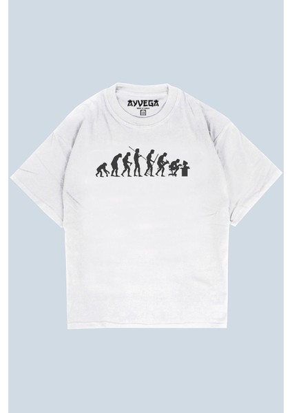 Evolution Beyaz Oversize T-Shirt