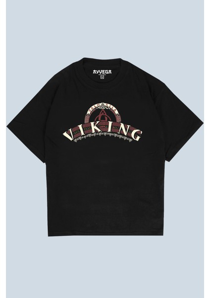 Valhalla Siyah Oversize T-Shirt