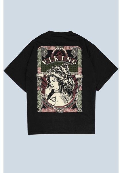 Valhalla Siyah Oversize T-Shirt