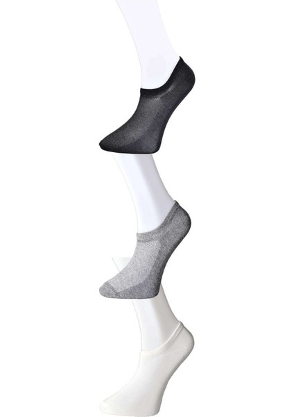 Siyah Gri ve Beyaz Erkek Görünmez Çorap 3 Çift fiyatları