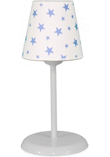 Çocuk Odası Konik Kumaş Abajur-Beyaz Yıldız
