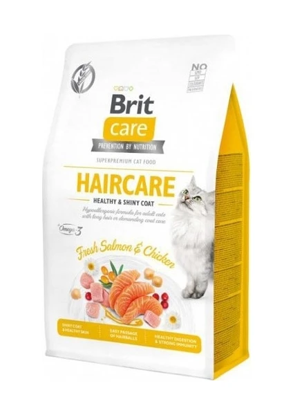 Brit Care Hipoalerjenik Haircare Tavuk ve Somonlu Tahılsız Deri ve Tüy Bakım Kedi Maması 2 kg