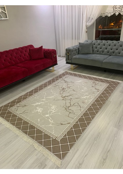 Dijital Baskı Yıkanabilir Kaymaz Taban Halı Ince Yazlık Dekoratif Salon ve Oturma Odası Halısı