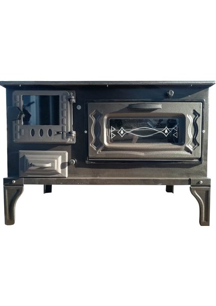 MF45 Model Soba Kuzine Soba Mat Siyah 40 cm Fırınlı Soba Dorello Soba Döküm Soba