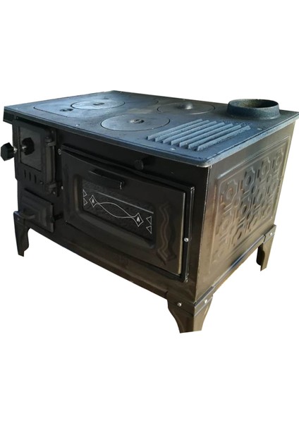 MF45 Model Soba Kuzine Soba Mat Siyah 40 cm Fırınlı Soba Dorello Soba Döküm Soba