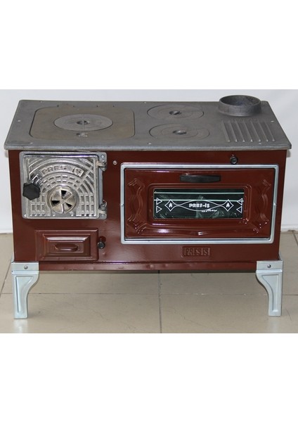 Kahverengi 40 cm Fırınlı Soba Kuzine Soba Emaye Soba Takma Ayaklı Soba