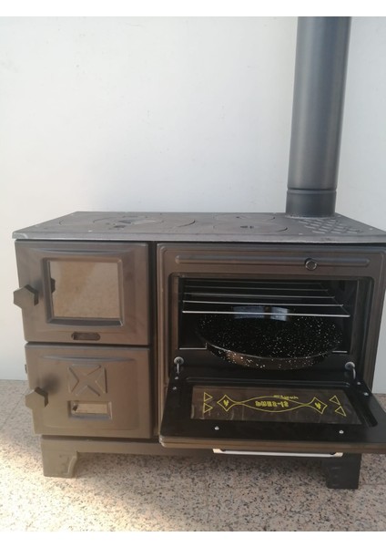 Mat Siyah MF68 Model Soba Kuzine Soba 40 cm Fırınlı Soba Yeni Camlı Model 2021 Model Yay Kapaklı